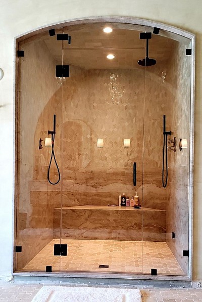 Custom arch-top steam shower