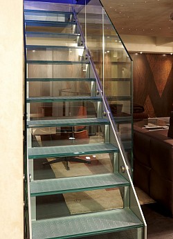 Glass Staircase with Treads & Guardrail